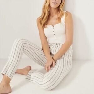 Abercrombie Simone High Rise Slim Jeans Striped Size 28/6R White - Contemporary